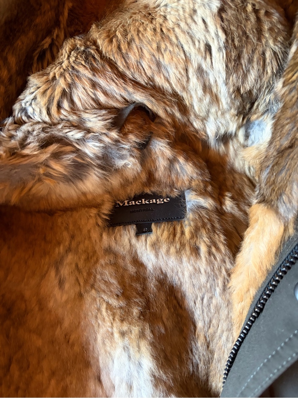 Mackage Olive Green Parka with Fur-Trim Hood - Picture 3 of 4